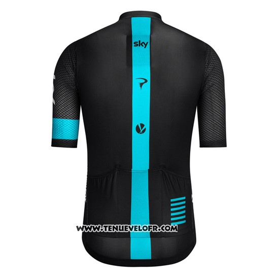 2016 Maillot Ciclismo Sky Noir et Bleu Manches Courtes et Cuissard